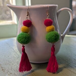 Hand Crafted Multicolor Pom Pom Earrings